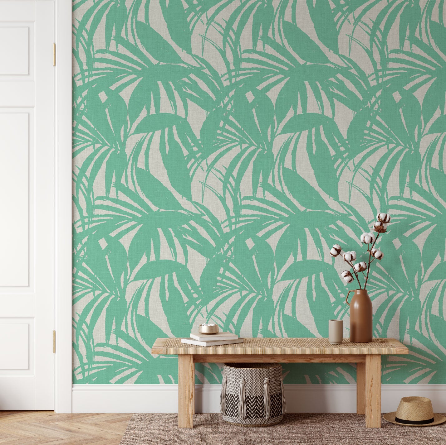 Club Paradise Palm Leaf Linen Wallpaper