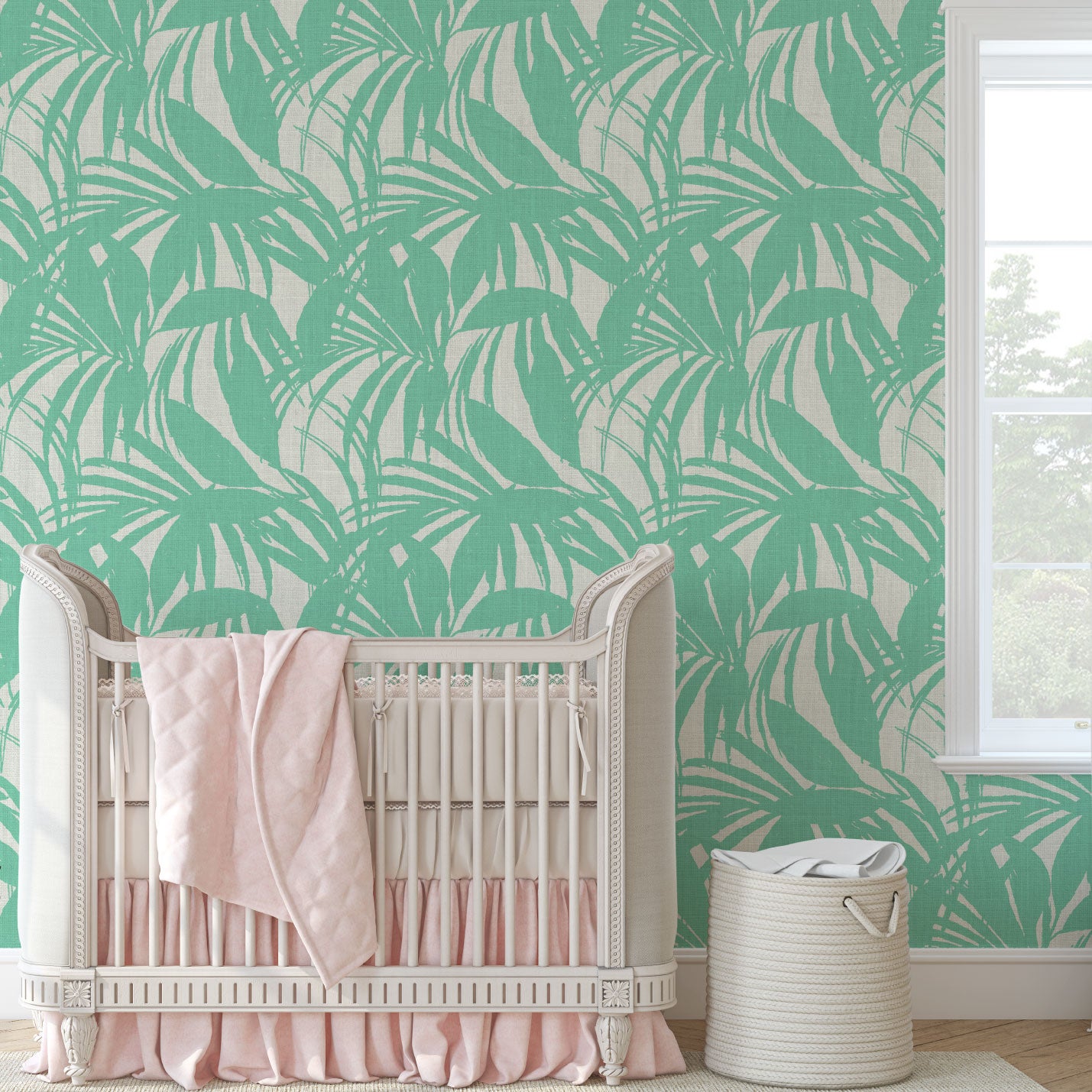 Club Paradise Palm Leaf Linen Wallpaper
