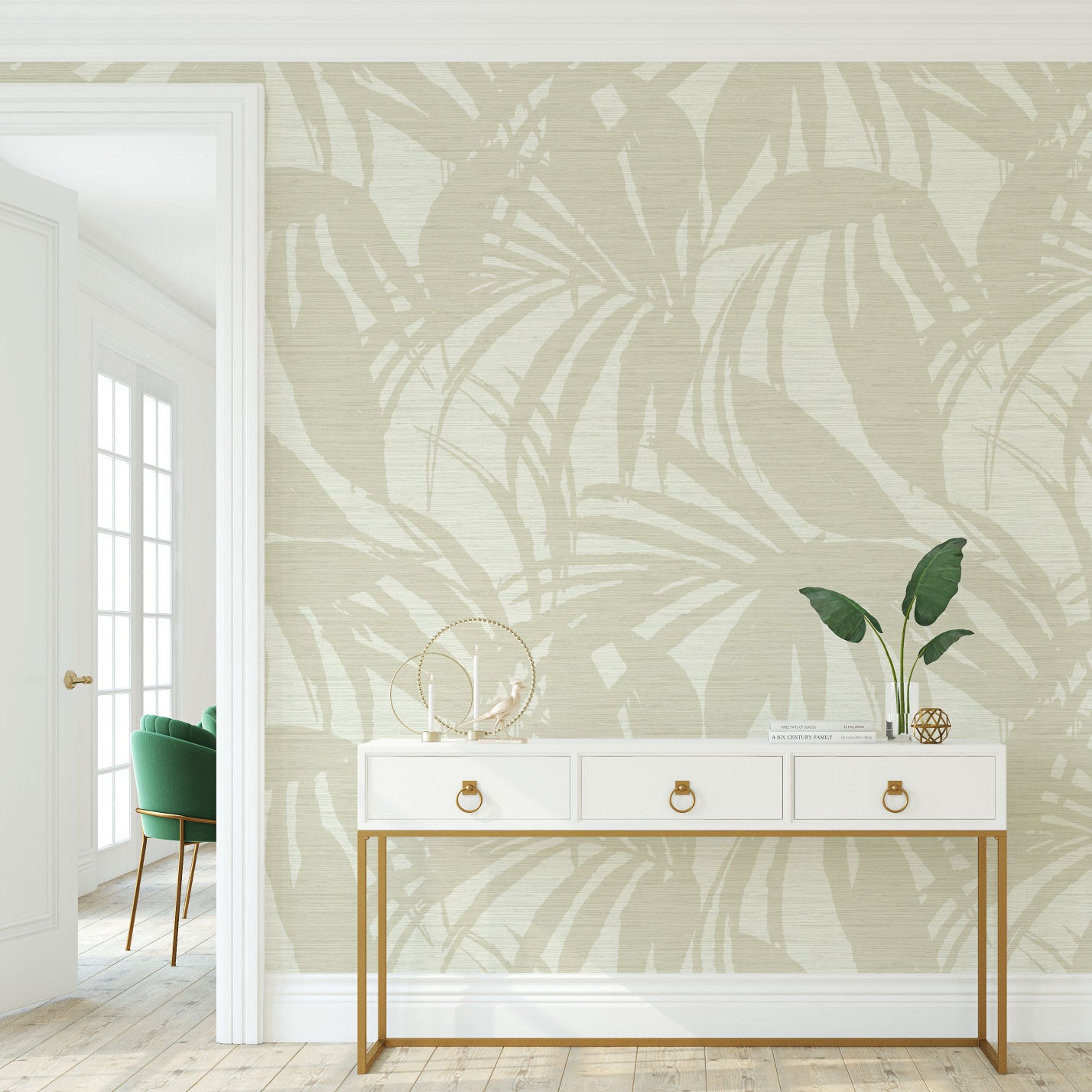 Club Paradise Palm Leaf Wallpaper