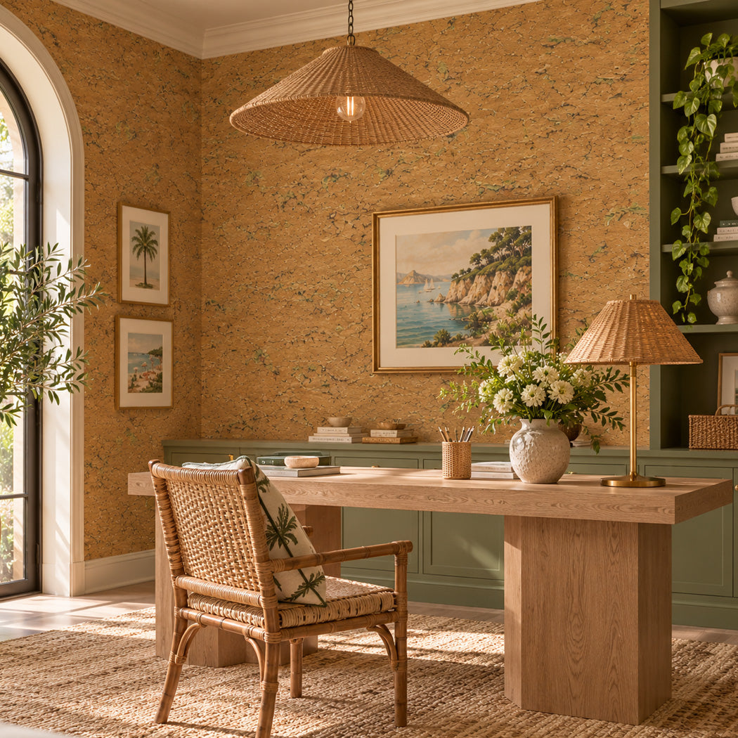 Corktail Hour Gold Fleck Natural Cork Wallpaper