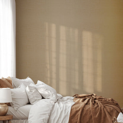 non-toxic sisal metallic textured wallpaper, eco friendly and sustainable fused to silver metallic paper on this designer wallcovering that is a tan colored neutral high-end paper.