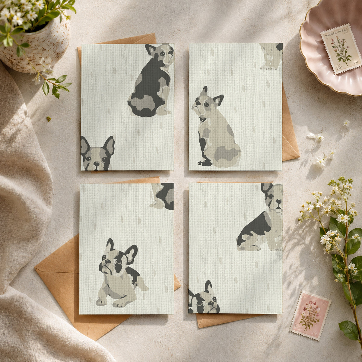 Dogs On The Run Vanilla Stationery Set