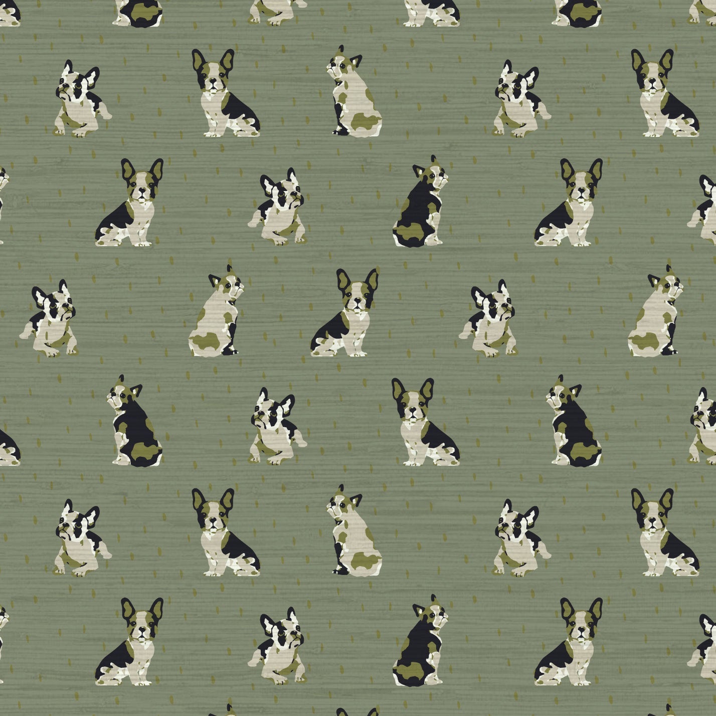 Grasscloth wallpaper Natural Textured Eco-Friendly Non-toxic High-quality  Sustainable Interior Design Bold Custom Tailor-made Retro chic Grandmillennial Maximalism  Traditional Dopamine decor dog animal french bulldog pouch hound kid kids playroom nursery mudroomRustic Cabin cottage Luxury Contemporary stripe olive green