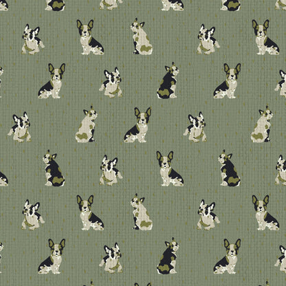 wallpaper Natural Textured Eco-Friendly Non-toxic High-quality  Sustainable Interior Design Bold Custom Tailor-made Retro chic Grandmillennial Maximalism  Traditional Dopamine decor dog animal french bulldog pouch hound kid kids playroom nursery mudroom Rustic Cabin cottage Luxury Contemporary stripe olive green paper weave