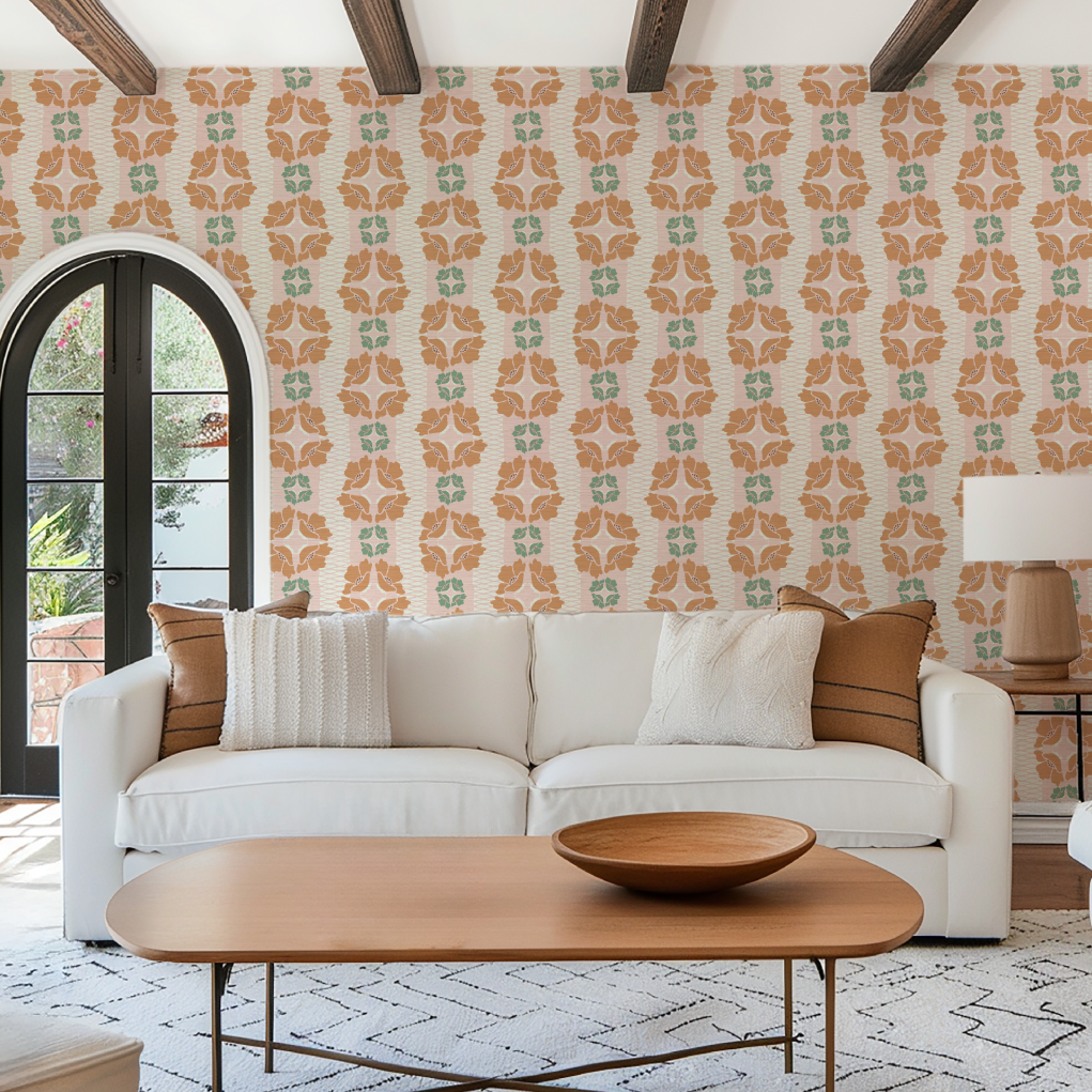 Elizabeth Vol. 1 Floral Stripe Wallpaper by June St. George