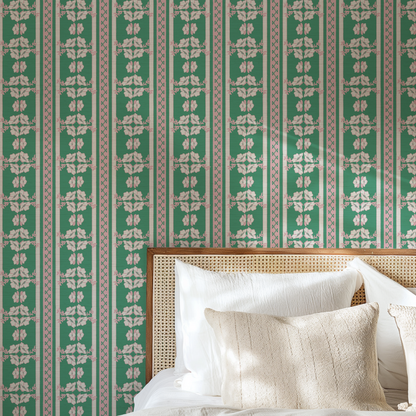 Elizabeth Vol. 2 Floral Stripe Wallpaper by June St. George