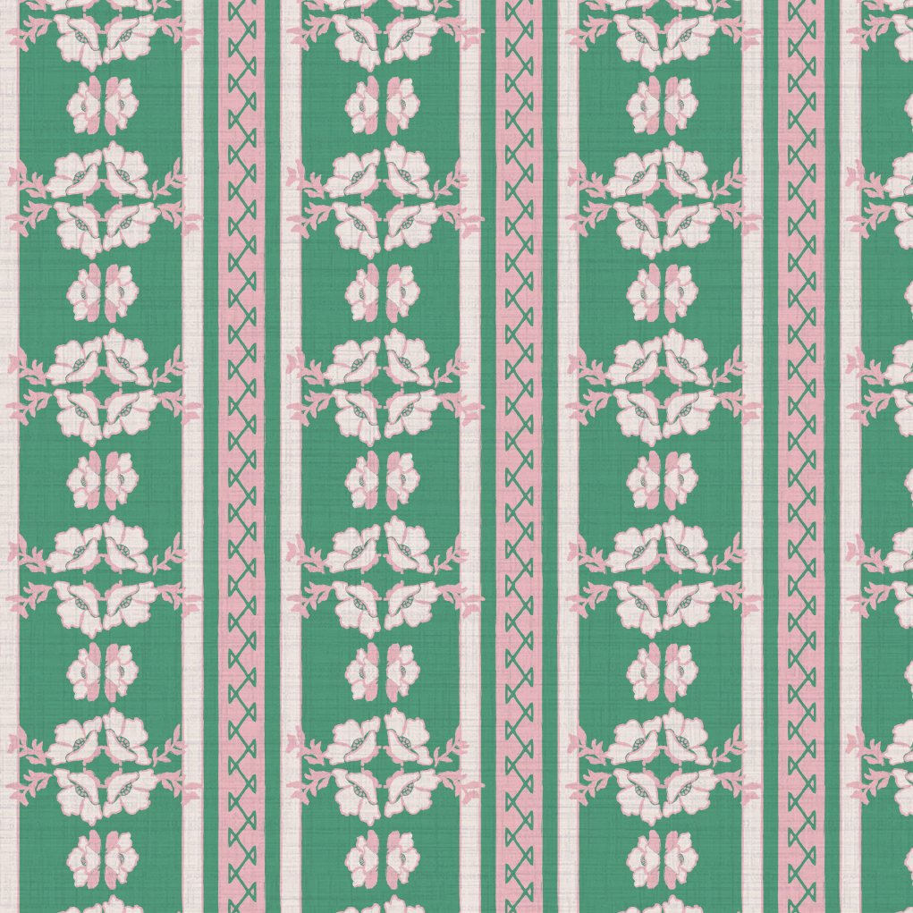 Elizabeth Vol. 2 Floral Stripe Wallpaper by June St. George
