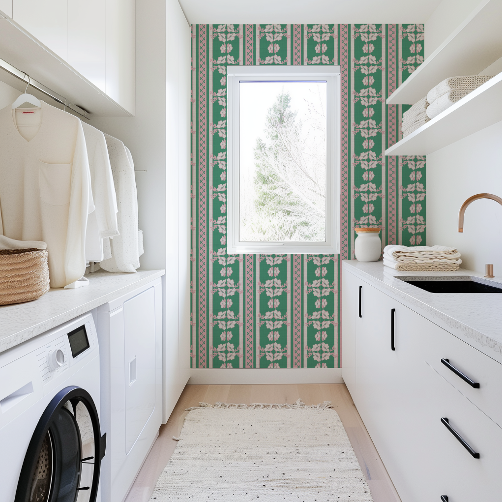 Elizabeth Vol. 2 Floral Stripe Wallpaper by June St. George