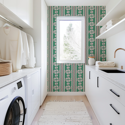 Elizabeth Vol. 2 Floral Stripe Wallpaper by June St. George