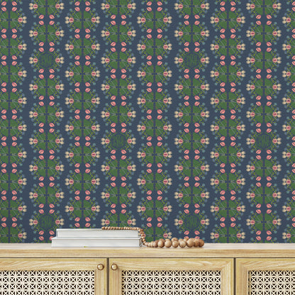 Evelyn Floral Stripe Wallpaper by June St. George
