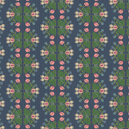 Evelyn Floral Stripe Wallpaper by June St. George