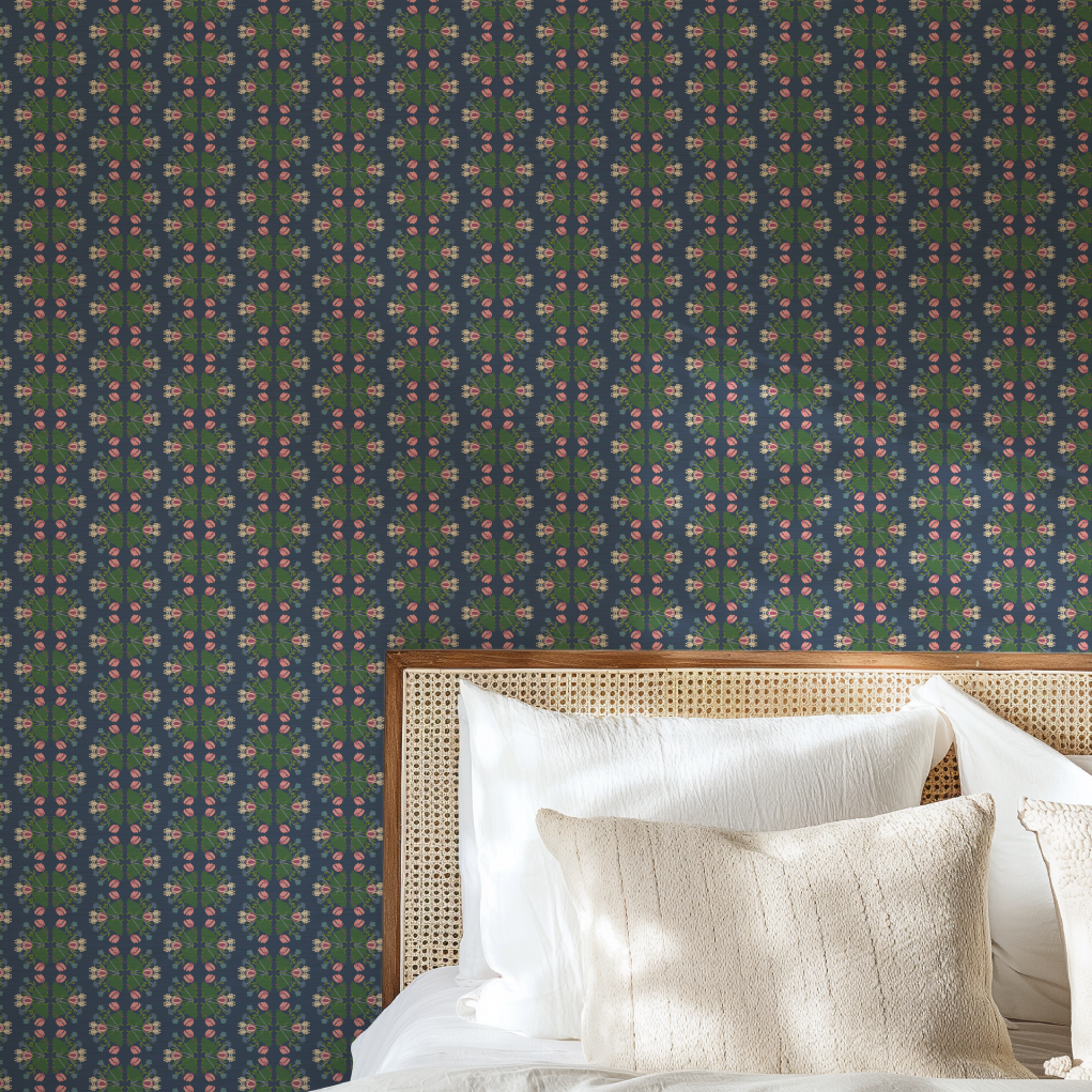 Evelyn Floral Stripe Wallpaper by June St. George