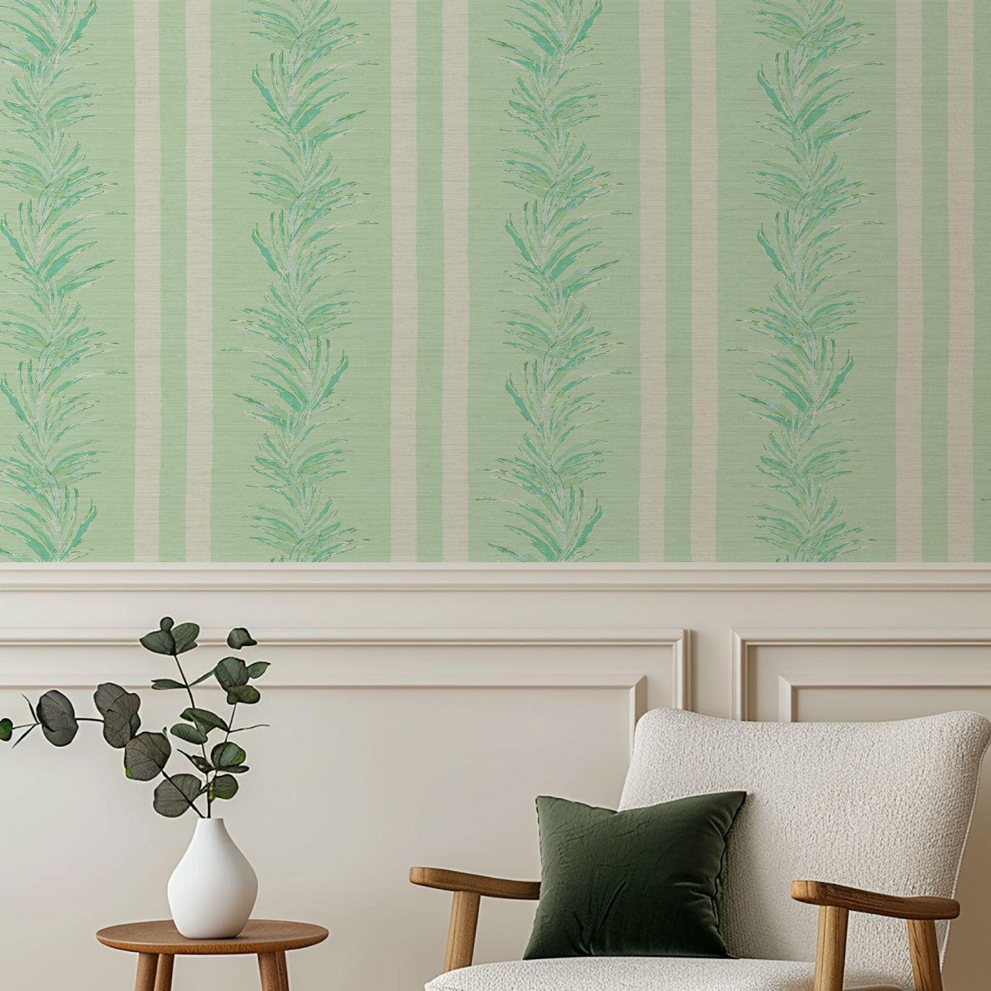 Fern Line Botanical Stripe Wallpaper
