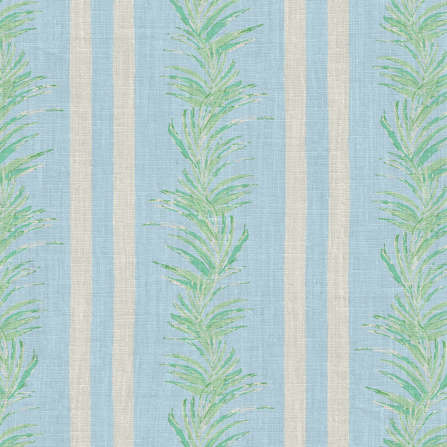 Fern Line Botanical Stripe Linen Wallpaper