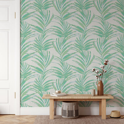 Fern Forest Botanical Leaf Linen Wallpaper