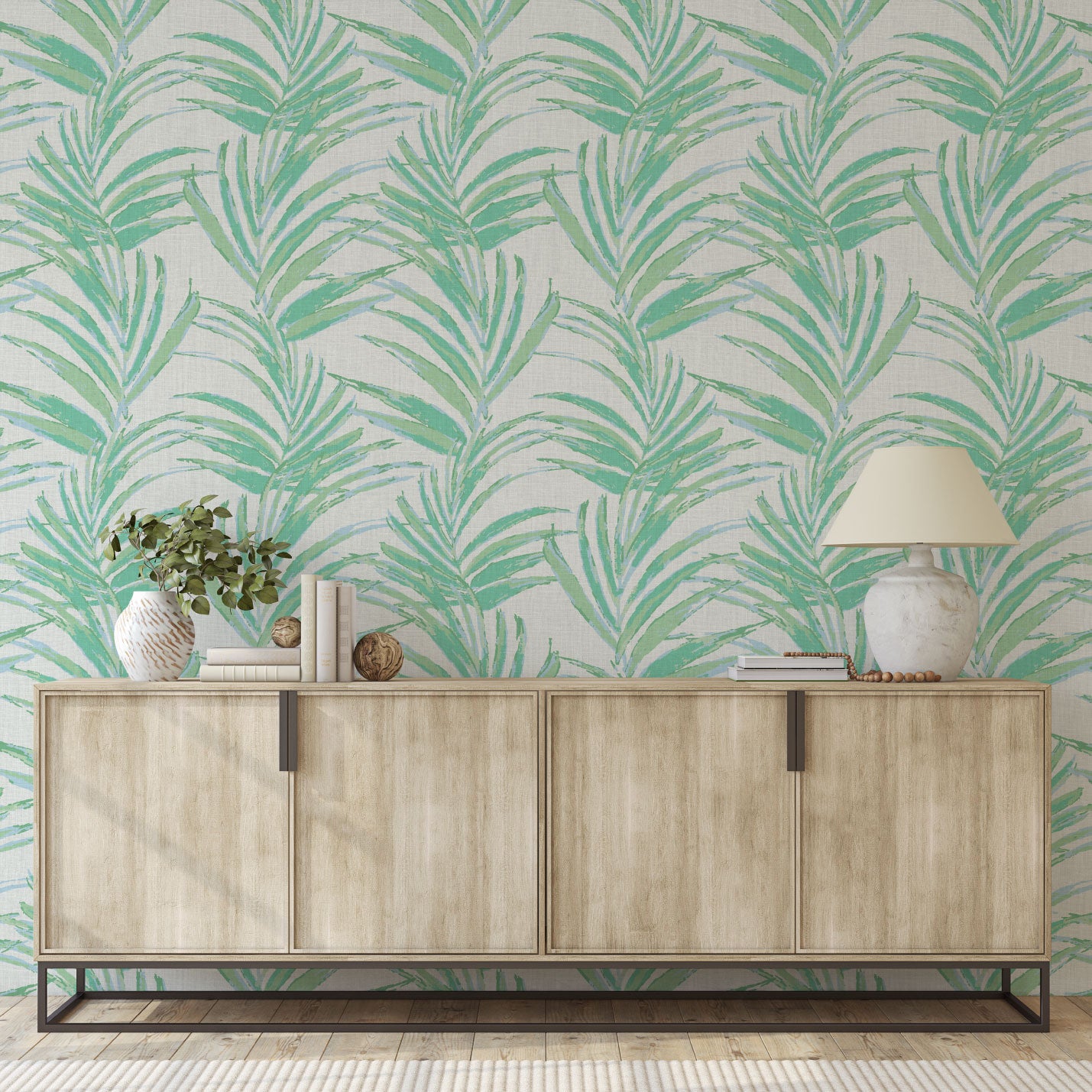 Fern Forest Botanical Leaf Linen Wallpaper