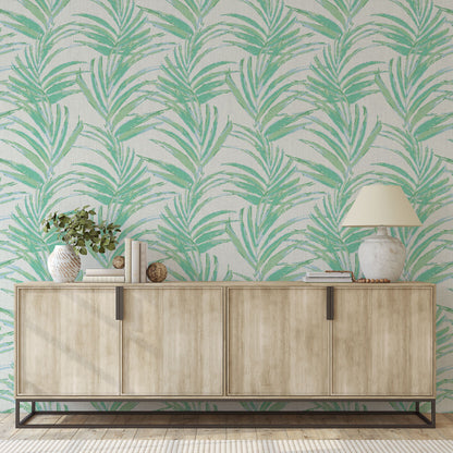 Fern Forest Botanical Leaf Linen Wallpaper