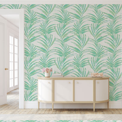 Fern Forest Botanical Leaf Linen Wallpaper