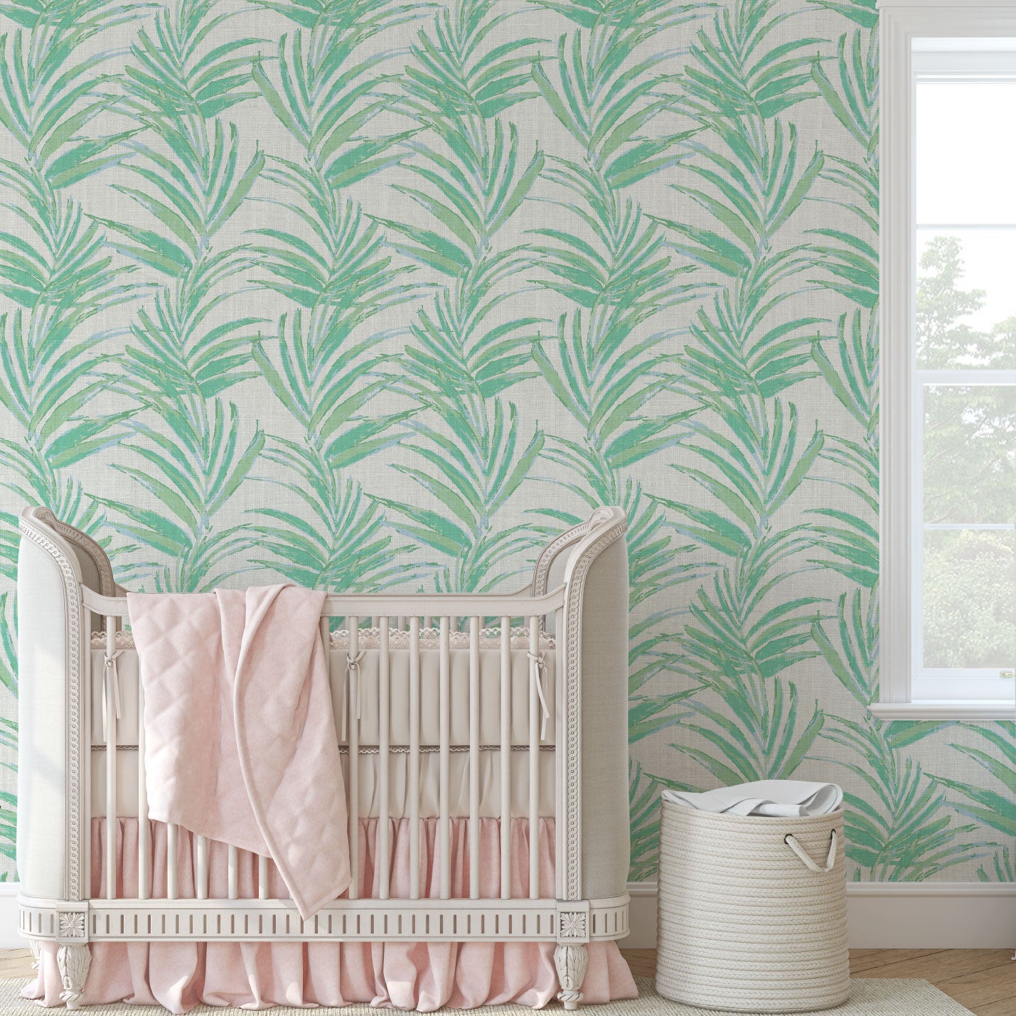 Fern Forest Botanical Leaf Linen Wallpaper