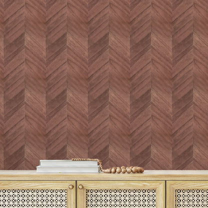 wallpaper Natural Textured Eco-Friendly Non-toxic High-quality Sustainable Interior Design Bold Custom Tailor-made Retro chic Vacation home styling Retreat Relaxed beach vibes Beach cottage Shoreline Oceanfront Nautical Rustic Cabin cottage Luxury Contemporary Bespoke wood grain veneer chevron stripe dark brown entrance foyer credenza veneer