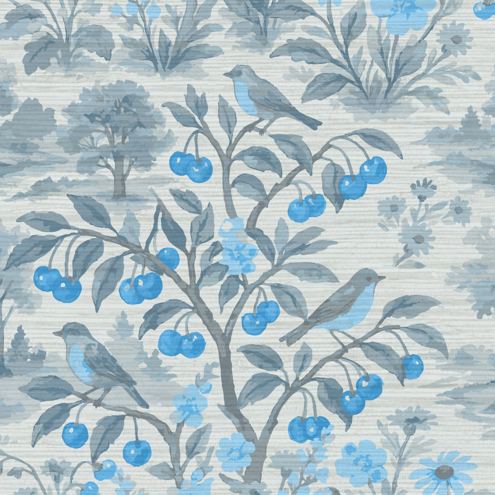 Free Bird Cherry Tree Toile Wallpaper