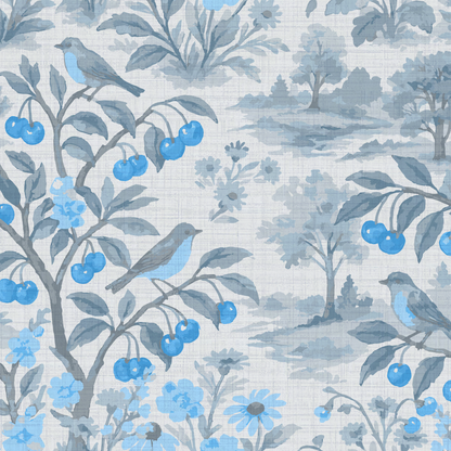 Free Bird Cherry Tree Toile Wallpaper