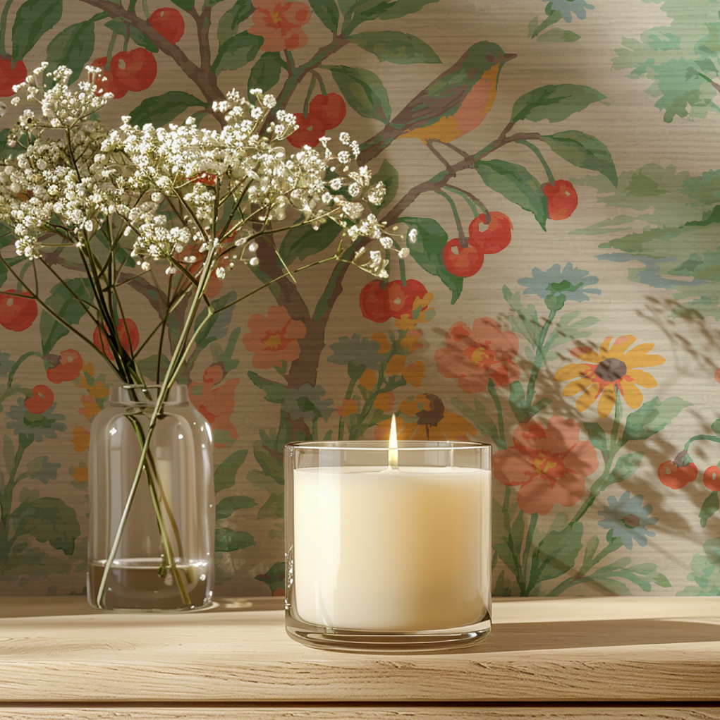 Free Bird Cherry Tree Toile Wallpaper