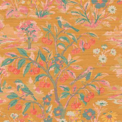 Free Bird Cherry Tree Toile Wallpaper
