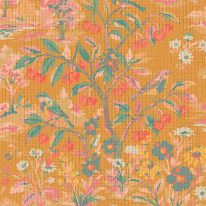 Free Bird Cherry Tree Toile Wallpaper