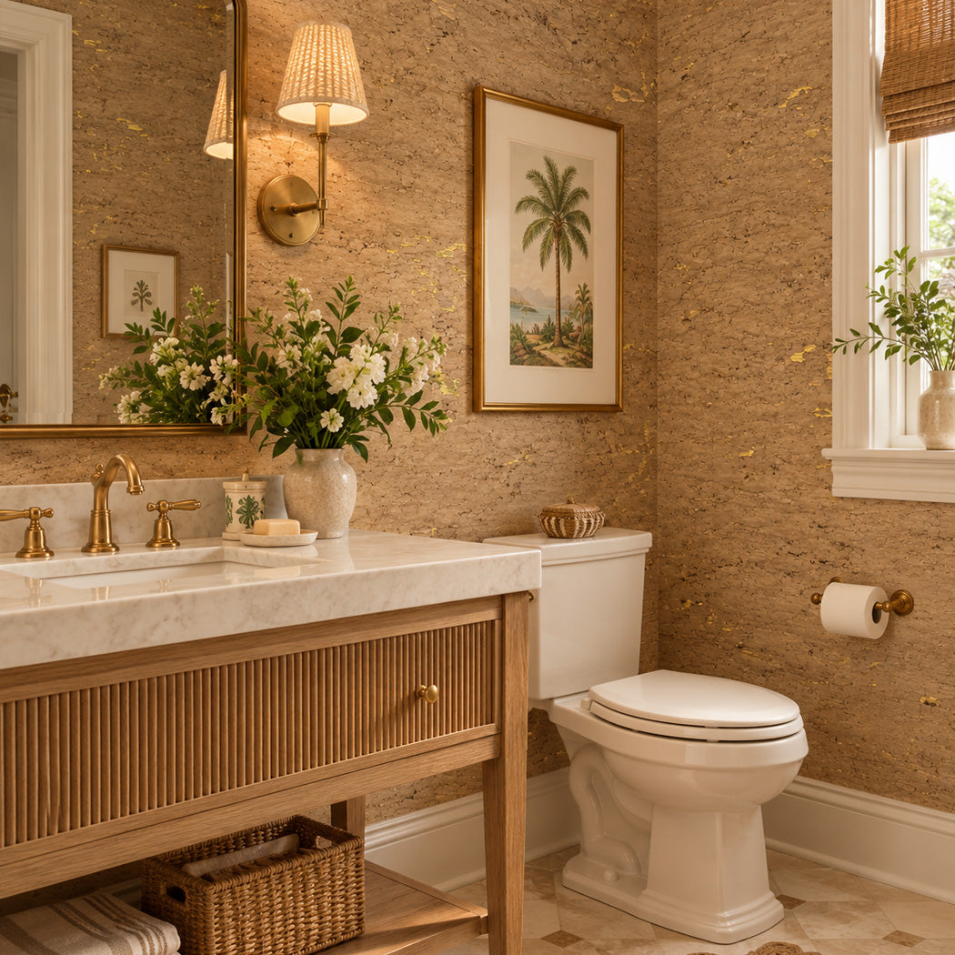 Golden Opportunity Gold Fleck Natural Cork Wallpaper