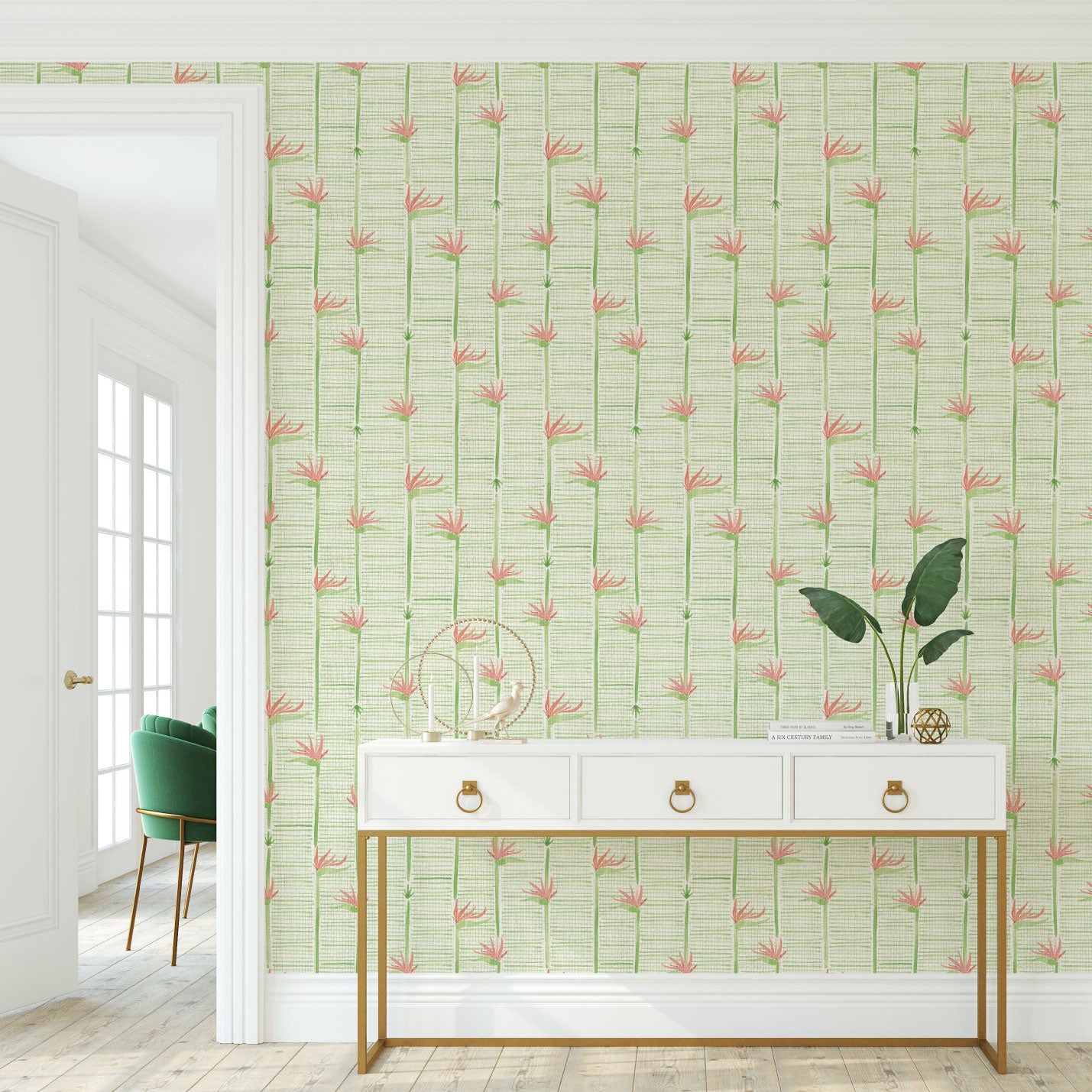 Gulf Coast Highway Birds of Paradise Wallpaper by Little Blue Designs