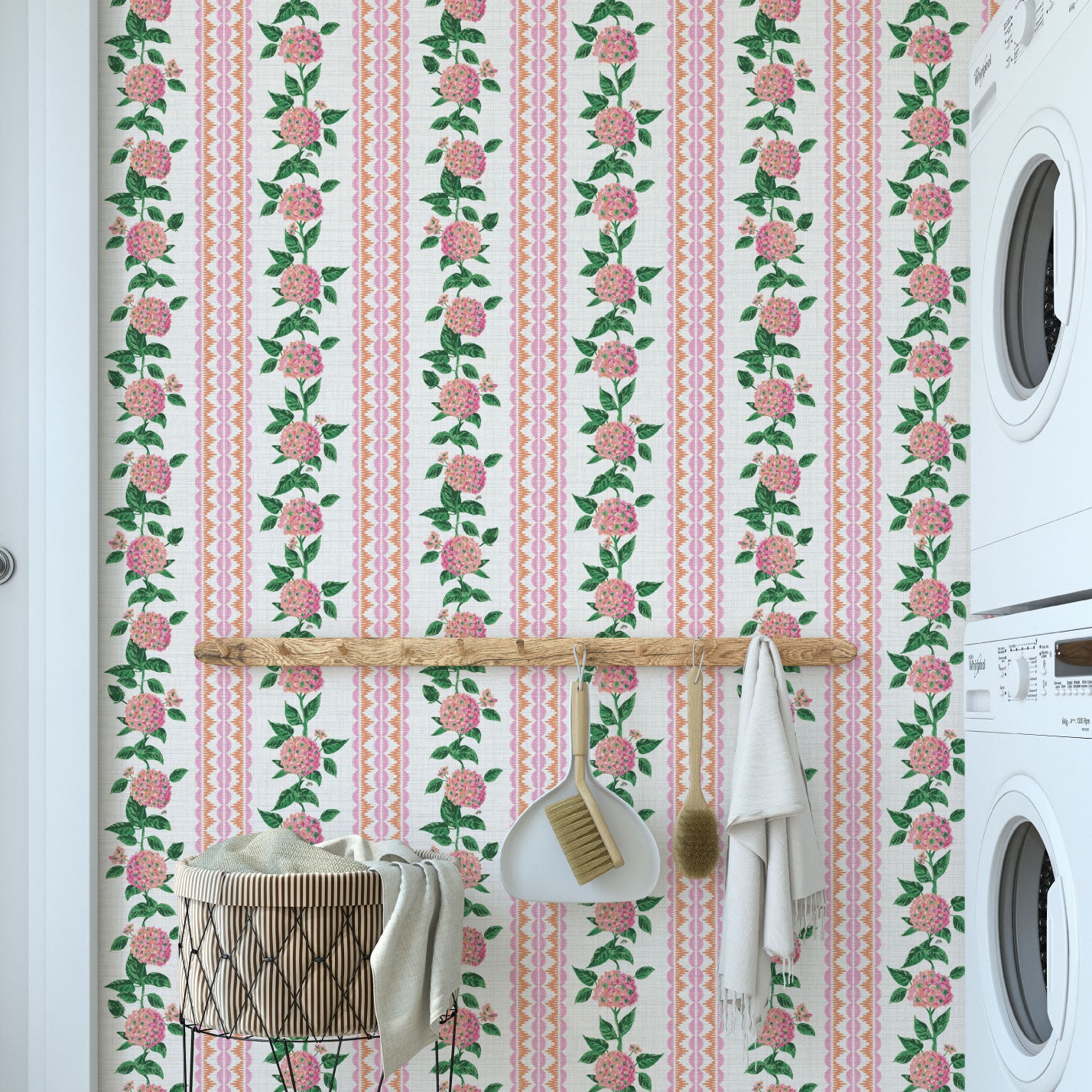 Hearts and Blooms Mini Hydrangea Wallpaper