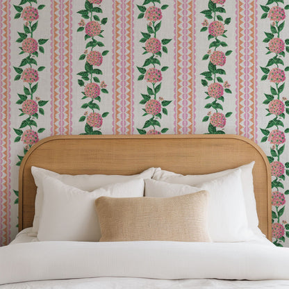 wallpaper Natural Textured Eco-Friendly Non-toxic High-quality Sustainable Interior Design Bold Custom Tailor-made Retro chic Grand millennial Maximalism Traditional Dopamine decor preppy garden botanical hydrangea floral stripe leaf lace pink orange purple girl nursery kid feminine grandma chic cottage core traditional american countryside linen high-end luxury designer 