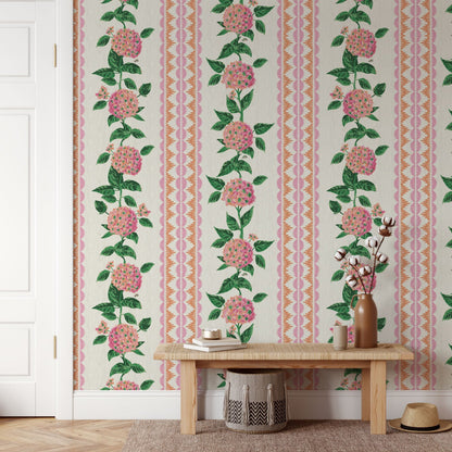Grasscloth Paper Weave wallpaper Natural Textured Eco-Friendly Non-toxic High-quality Sustainable Interior Design Bold Custom Tailor-made Retro chic Grand millennial Maximalism Traditional Dopamine decor preppy garden botanical hydrangea floral stripe leaf lace pink orange purple girl nursery kid feminine grandma chic cottage core traditional american countryside paperweave
