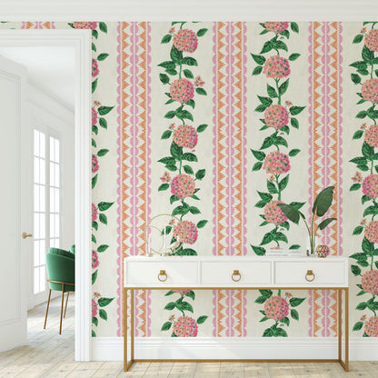 Grasscloth Paper Weave wallpaper Natural Textured Eco-Friendly Non-toxic High-quality Sustainable Interior Design Bold Custom Tailor-made Retro chic Grand millennial Maximalism Traditional Dopamine decor preppy garden botanical hydrangea floral stripe leaf lace pink orange purple girl nursery kid feminine grandma chic cottage core traditional american countryside paperweave