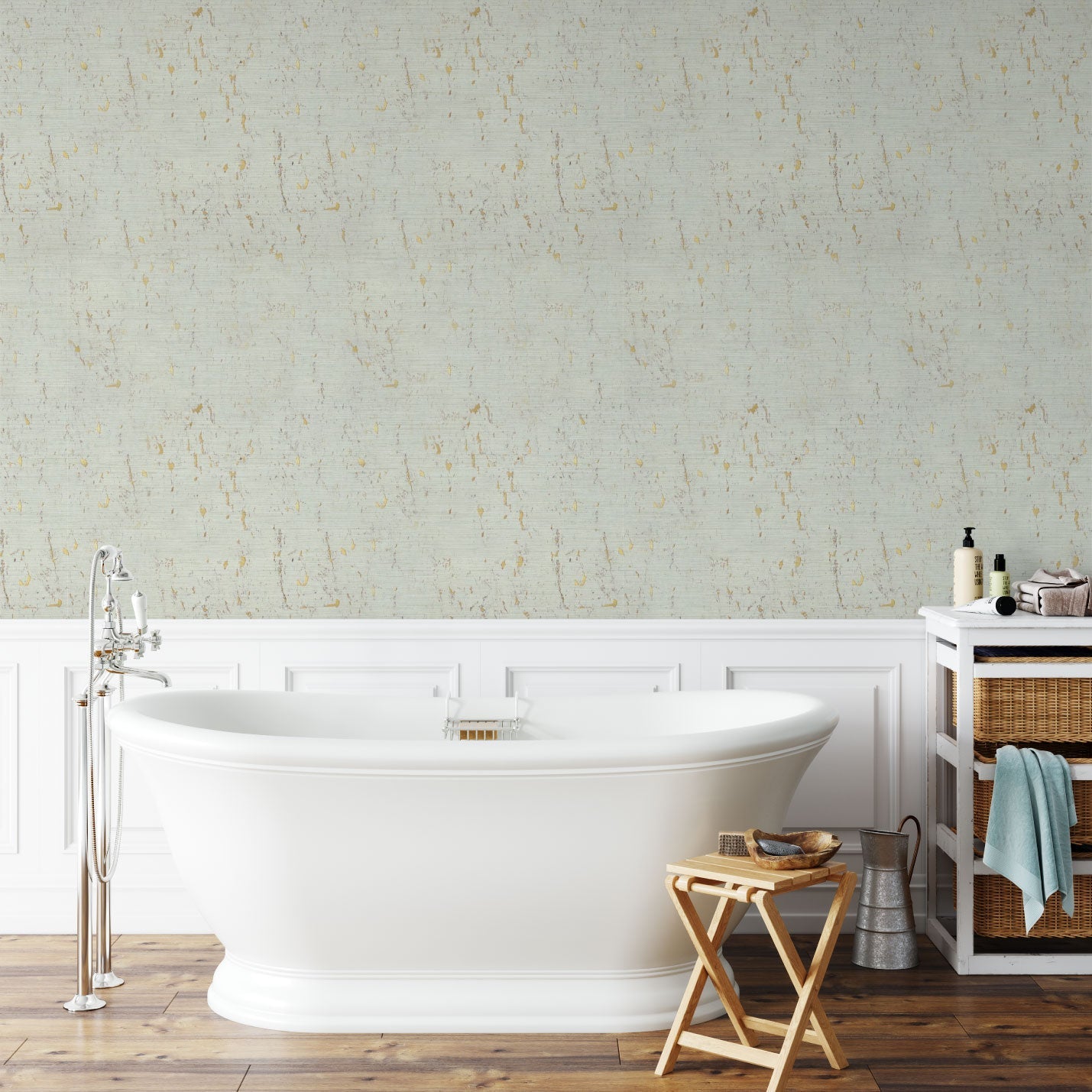 Natural Textured Eco-Friendly Non-toxic High-quality Sustainable practices Sustainability Interior Design Wall covering Bold Wallpaper Custom Tailor-made Retro chic cork nature luxury metallic shiny wood timeless coastal vacation interior design grain high-end white gold painted metallic bathroom