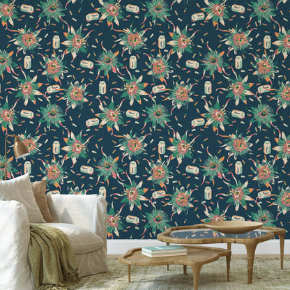 Here I Go Again Prozac Floral Wallpaper