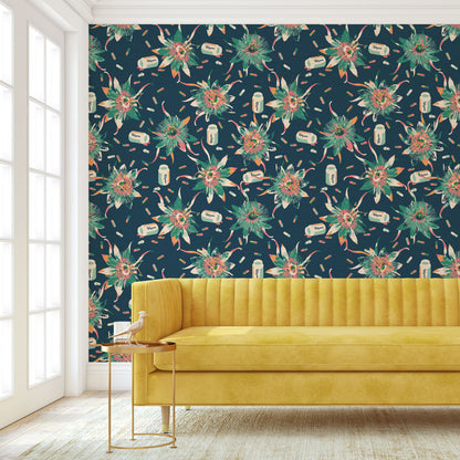 Here I Go Again Prozac Floral Wallpaper