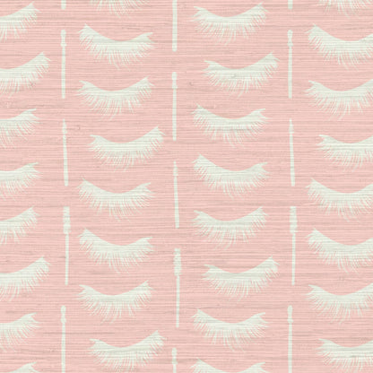 light baby feminine pink printed grasscloth eyelash vertical stripes mascara wands in off-white beauty bar brow salon Natural Textured Eco-Friendly Non-toxic High-quality  Sustainable Interior Design Bold Custom Tailor-made Retro chic Bold