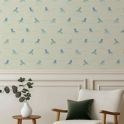 Grasscloth wallpaper Natural Textured Eco-Friendly Non-toxic High-quality  Sustainable Interior Design Bold Custom Tailor-made Retro chic Grand millennial Maximalism  Traditional Dopamine decor coastal Seaside Seashore Waterfront Vacation home styling Retreat Relaxed beach vibes Beach cottage Shoreline Oceanfront Nautical Cabana preppy cottage core cabin rustic ocean blue french sky light waves