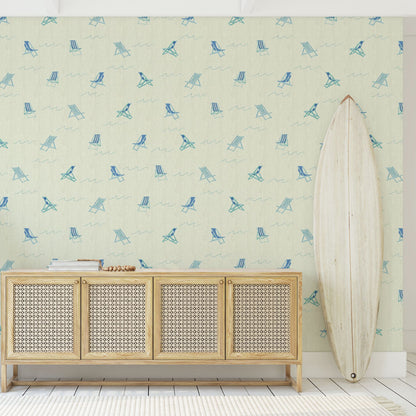 wallpaper Natural Textured Eco-Friendly Non-toxic High-quality  Sustainable Interior Design Bold Custom Tailor-made Retro chic Grand millennial Maximalism  Traditional Dopamine decor coastal Seaside Seashore Waterfront Vacation home styling Retreat Relaxed beach vibes Beach cottage Shoreline Oceanfront Nautical Cabana preppy cottage core cabin rustic ocean blue french sky light waves paper weave paperweave