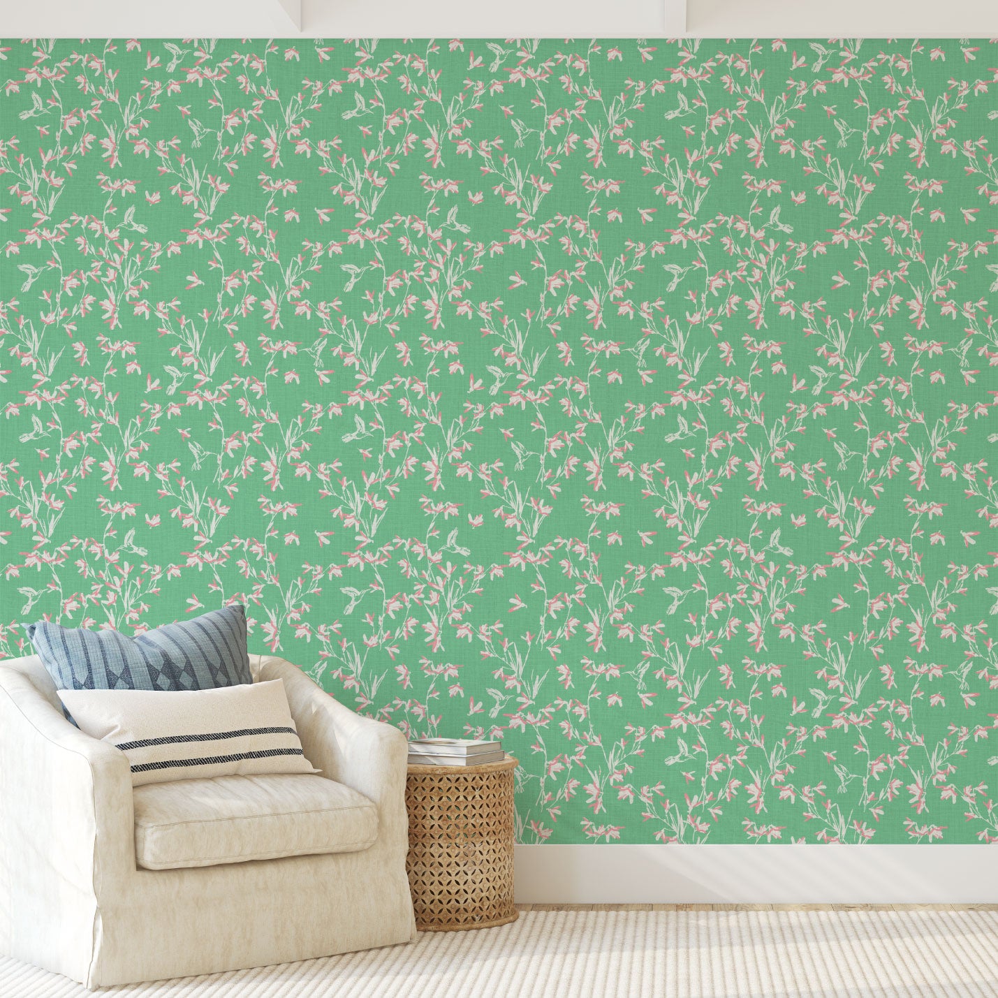 In Between Days Hummingbirds Linen Wallpaper