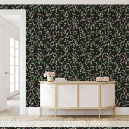 In Between Days Hummingbirds Linen Wallpaper