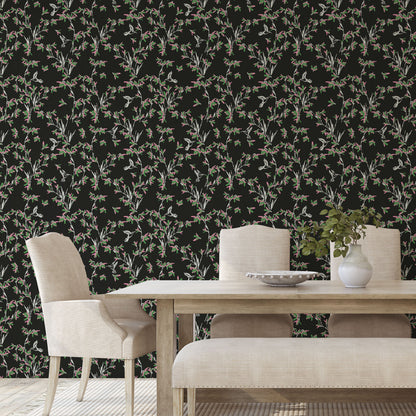 In Between Days Hummingbirds Linen Wallpaper