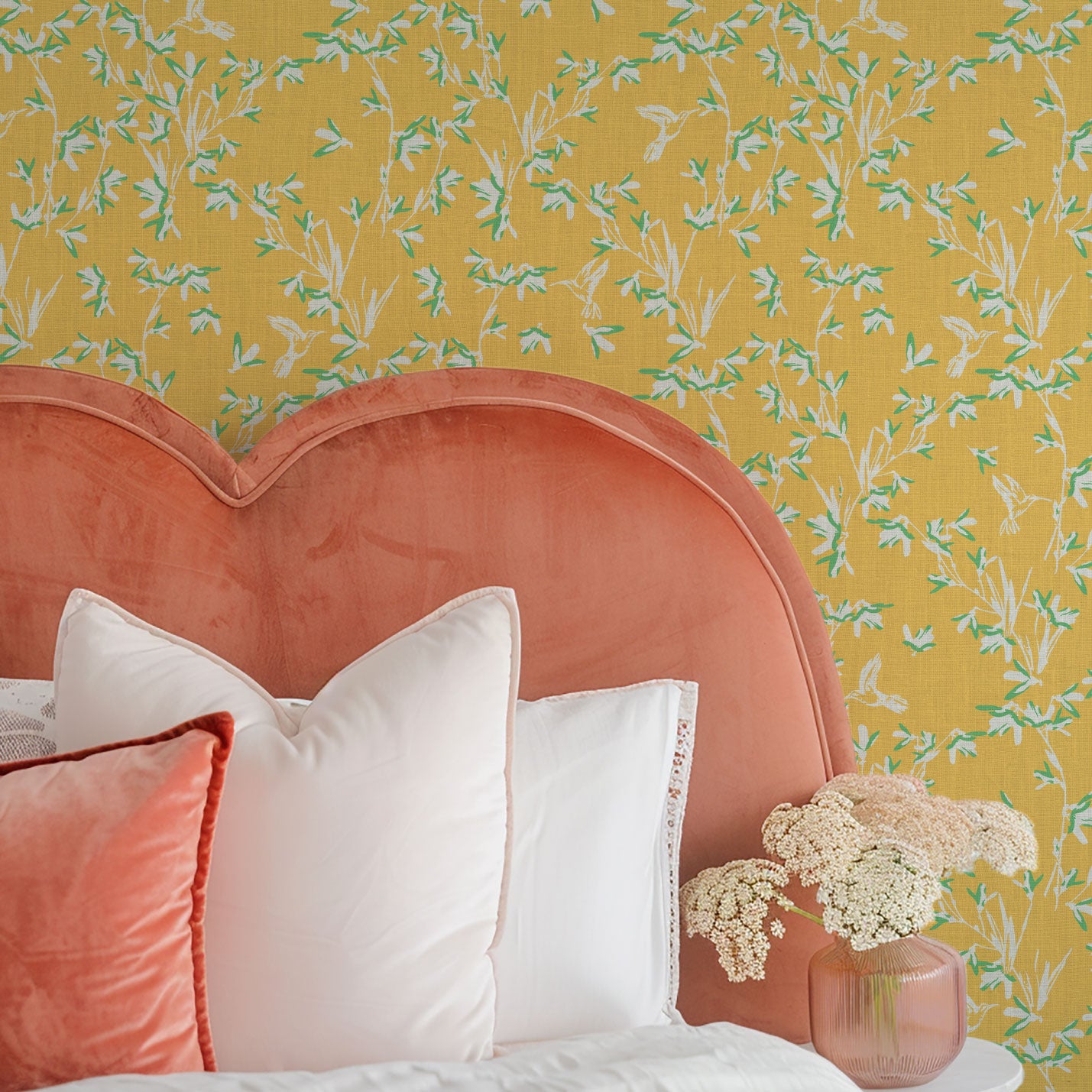In Between Days Hummingbirds Linen Wallpaper