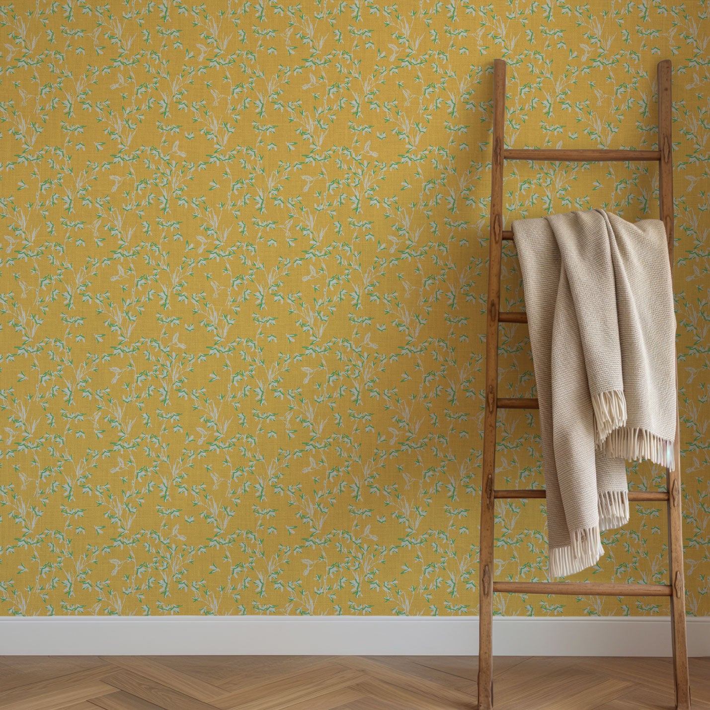 In Between Days Hummingbirds Linen Wallpaper