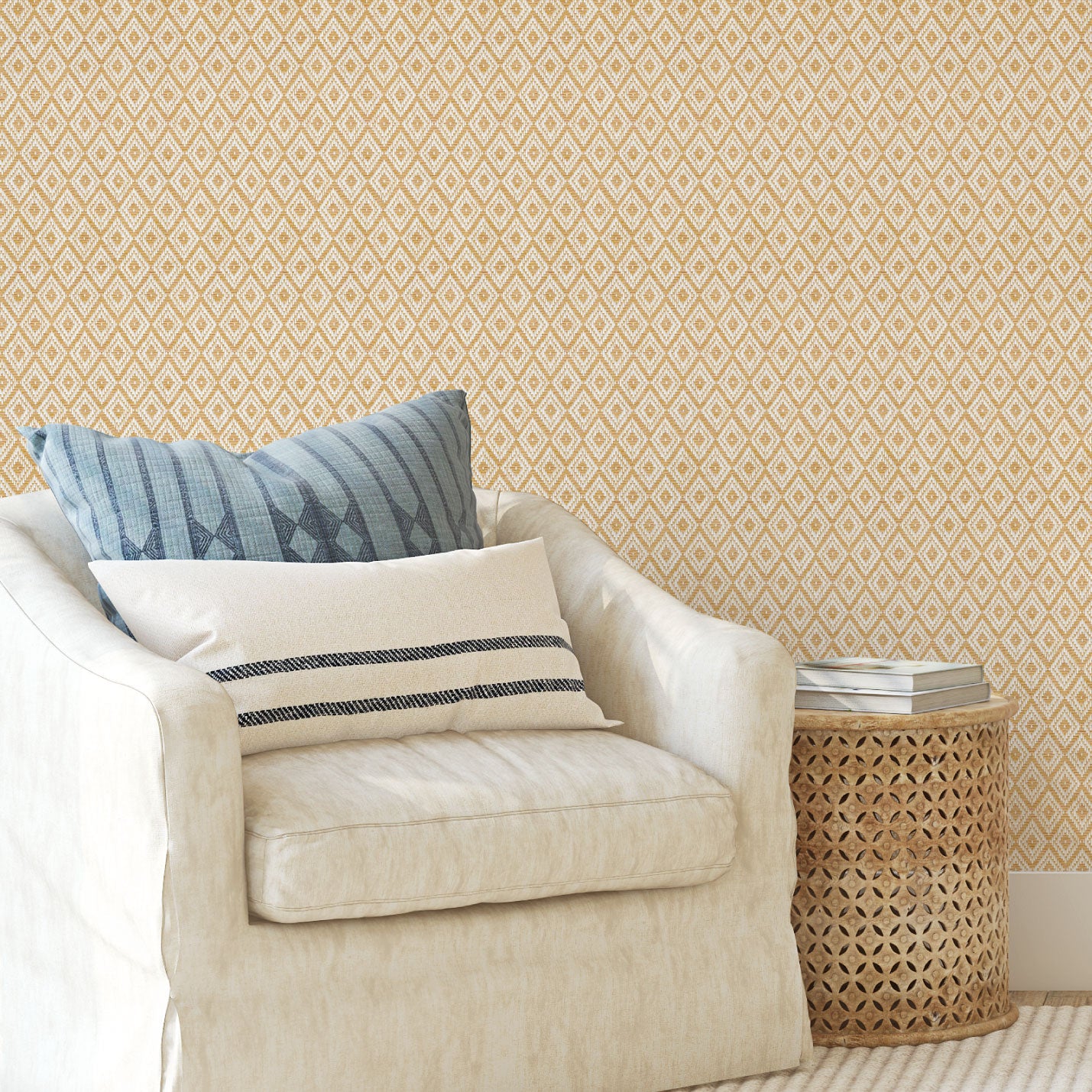 Island Time Diamond Chevron, Textured Paperweave Wallpaper