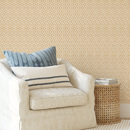 Island Time Diamond Chevron, Textured Paperweave Wallpaper