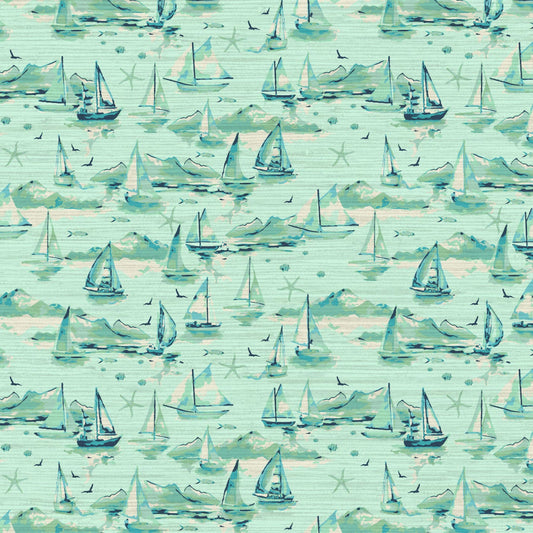 Grasscloth Paper Weave wallpaper Natural Textured Eco-Friendly Non-toxic High-quality  Sustainable Interior Design Bold Custom Tailor-made Retro chic Grand millennial Maximalism  Traditional Dopamine decor sailboat preppy coastal seaside waterfront vacation shoreline oceanfront nautical beach cottage retreat seaside mint green