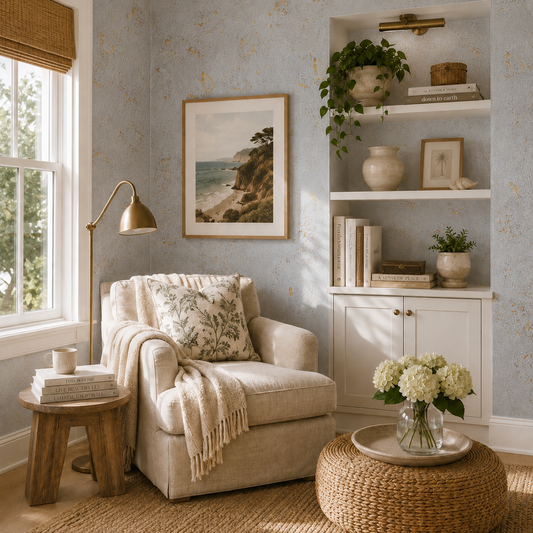 Jennifer's Grey Metallic Gold Fleck Natural Cork Wallpaper